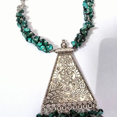 Necklaces agate stone green colour 