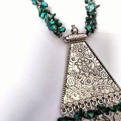 Necklaces agate stone green colour 