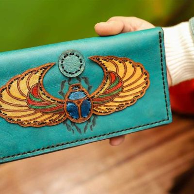 محفظه جلد طبيعي مقسمه جيوب