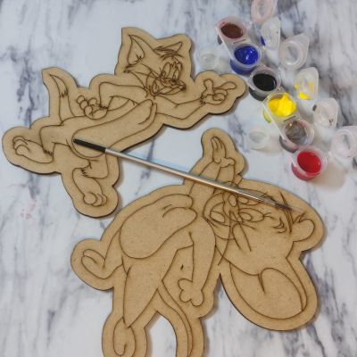 مجموعة خشبية للاطفال بالفرشه و الألوان