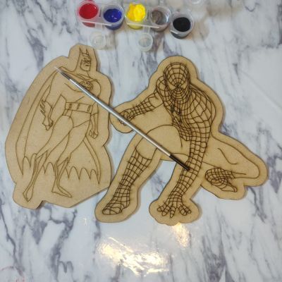 مجموعة خشبية للاطفال بالفرشه و الألوان