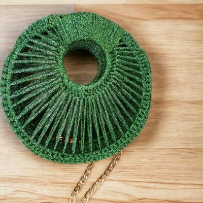 Crochet bag with metal rings
