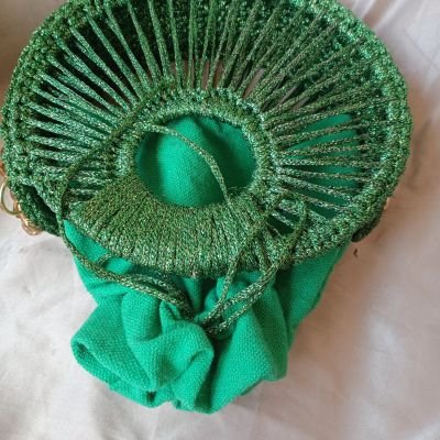 Crochet bag with metal rings