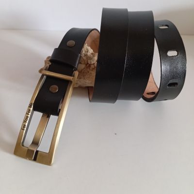 حزام جلد طبيعي لون اسود 