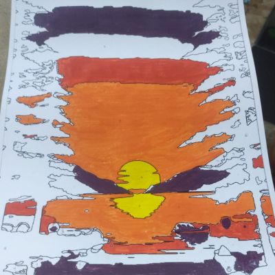 رسم رقمي غروب الشمس 