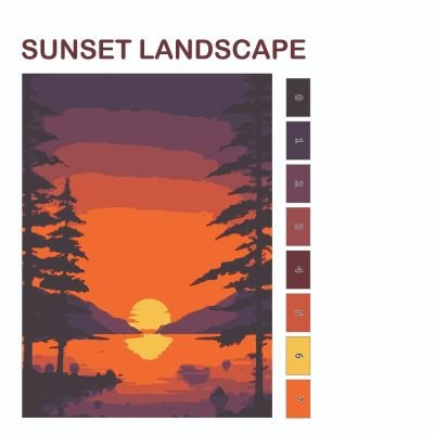 رسم رقمي غروب الشمس 