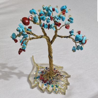 ❤️❤️💙💙💙شجرة هاندميد بألوان مبهجة من النحاس والهولايت ومرجان ليزر والعقيق
