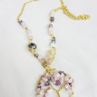  عقد هاندميد من النحاس مع العقيق والأماتيست🌸🌸💜💜