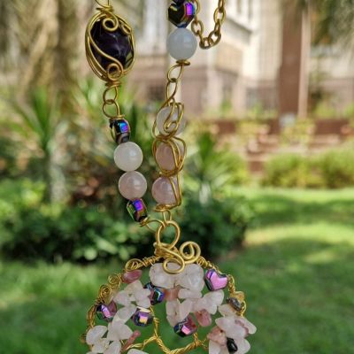  عقد هاندميد من النحاس مع العقيق والأماتيست🌸🌸💜💜