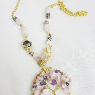  عقد هاندميد من النحاس مع العقيق والأماتيست🌸🌸💜💜