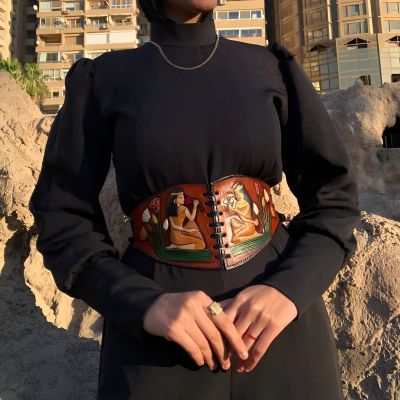 حزام حريمي جلد طبيعي 