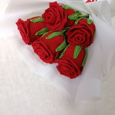 Red crochet rose