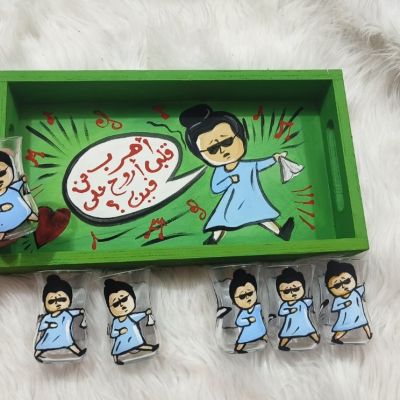 Hand painted glass Istikana set