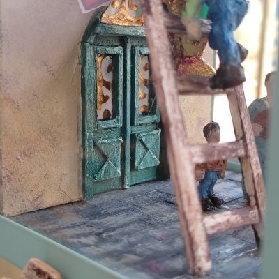 فانوس رمضان بداخله مشهد من شارع مصري فى رمضان 