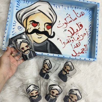 Hand painted glass Istikana set