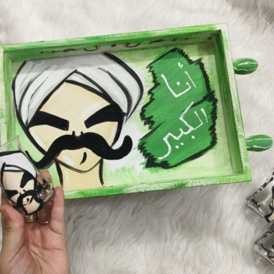 Hand painted glass Istikana set