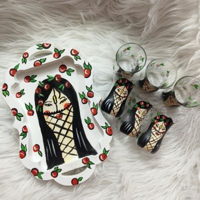 Istikana set of 6 pieces with a hand-painted