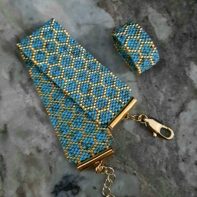 مجموعة خلية النحل الفيروزى من خرز الميوكى