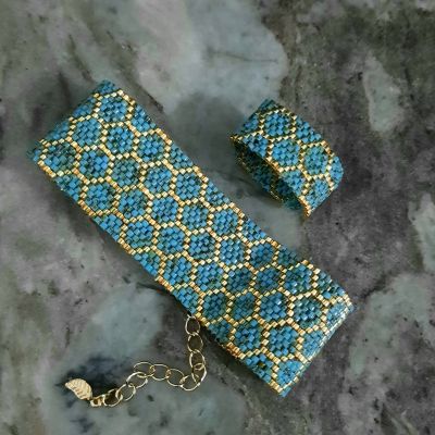 مجموعة خلية النحل الفيروزى من خرز الميوكى