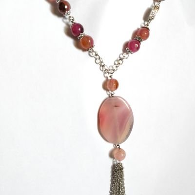 Necklaces agate stone pink colour 