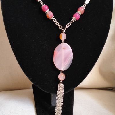 Necklaces agate stone pink colour 