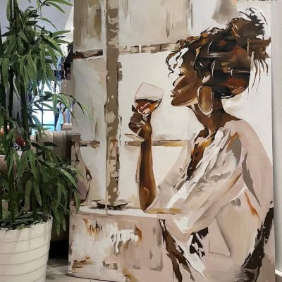 تابلوه هاند ميد رسم بارز علي كانفس مستورد  مقاس ١٢٠  *٨٠