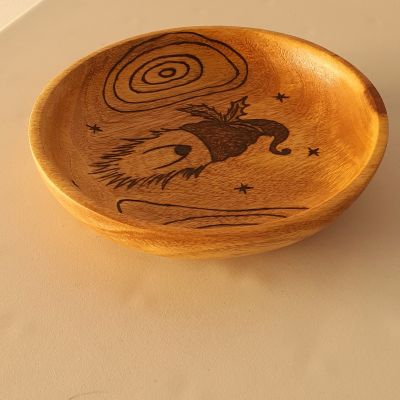 طبق خشب حرق يدوي