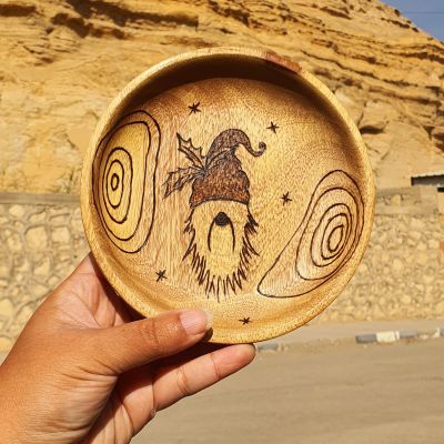 طبق خشب حرق يدوي