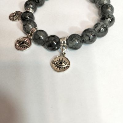 Brecelet alabaster stone Grey colour 