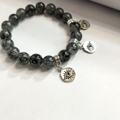 Brecelet alabaster stone Grey colour 