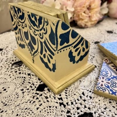 صينية مع طقم قواعد للاكواب