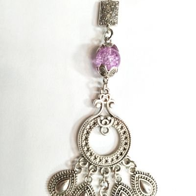 Necklaces alabaster stone purple colour 