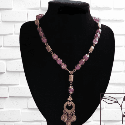 Necklaces alabaster stone purple colour 