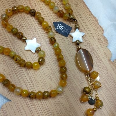 سبحه ٩٩ وديزاين عقد من احجار العقيق 