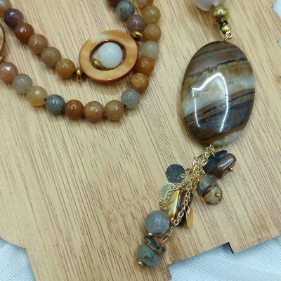 A 99-bead rosary and a necklace design made of agate stones