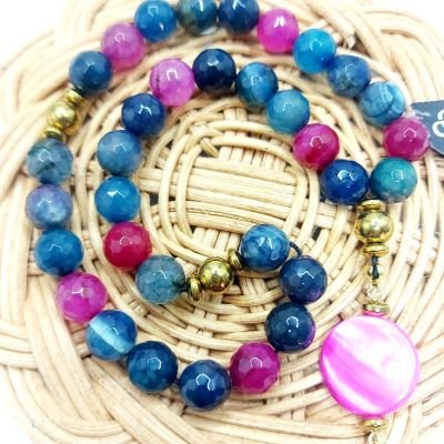 مسبحه٣٣ من احجار العقيق وفواصل هيماتيت وسلاسل دهب صينى جولد