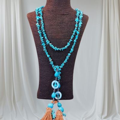 طقم عقد اسكارف وحلق واسوره من احجار الفيروز