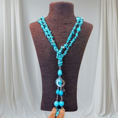 طقم عقد اسكارف وحلق واسوره من احجار الفيروز