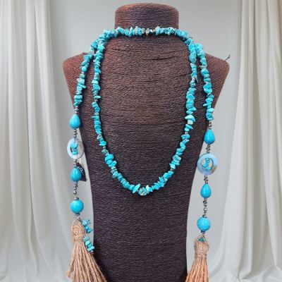 طقم عقد اسكارف وحلق واسوره من احجار الفيروز