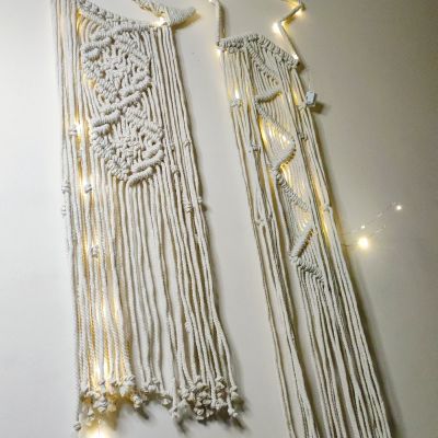 Crescent and star set with cotton macrame thread