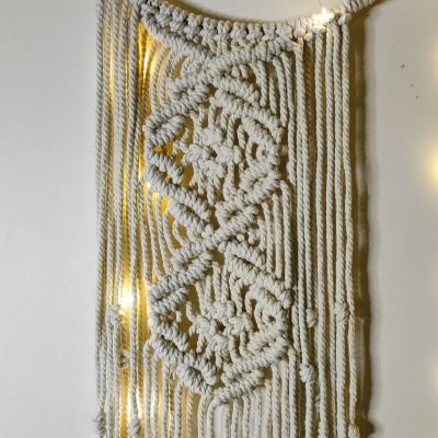 Crescent and star set with cotton macrame thread