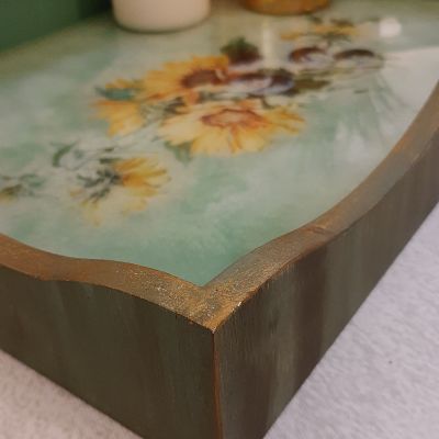 طقم صينية زيتوني + علبة مناديل