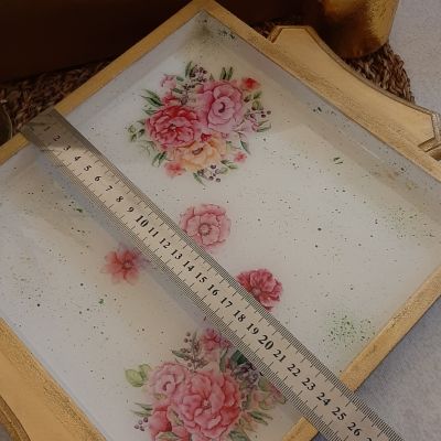 علبة مناديل - صينية خشب