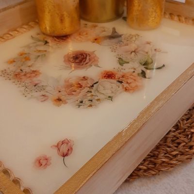 علبة مناديل - صينية خشب