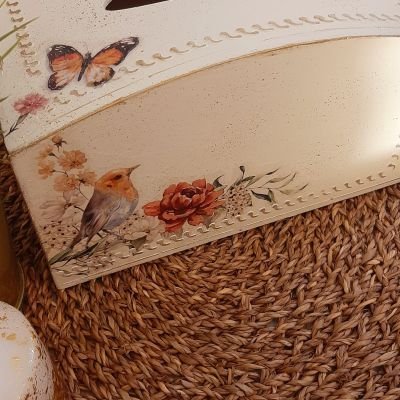 علبة مناديل - صينية خشب