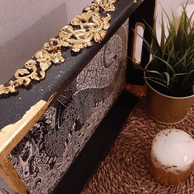 صينية خشب اسود*ذهبي