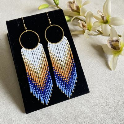 طقم شراشيب أزرق ( حلق و سلسلة )