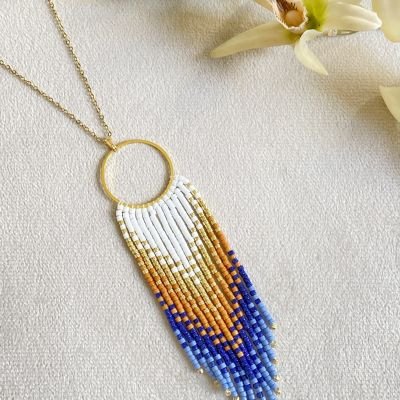 طقم شراشيب أزرق ( حلق و سلسلة )