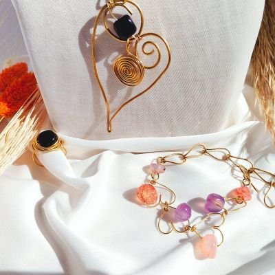 طقم فرفشة عقيق بروك ونحاس 