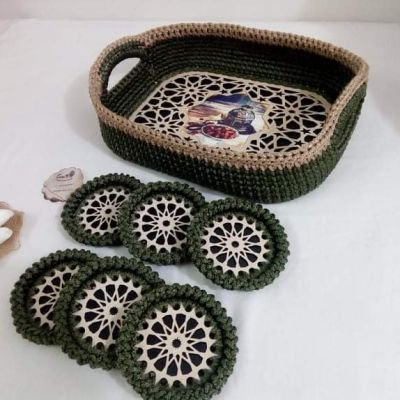 صواني تقديم لرمضان والعيد كروشيه 